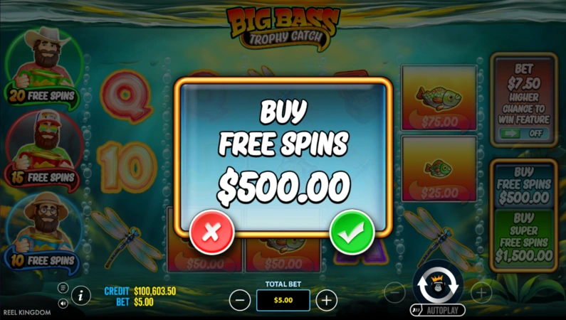 Big Bass Trophy Catch Bonus Buy and Ante Bet options