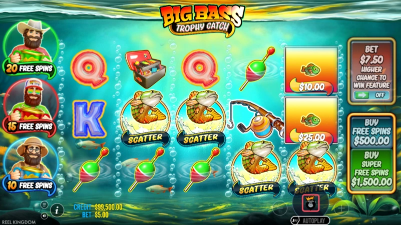 Big Bass Trophy Catch Free Spins triggered by Scatter symbols